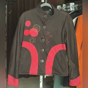 🔥 Boho Funk Goddess Jacket — Swirls, Circles & Serious Attitude! Size S 🔥